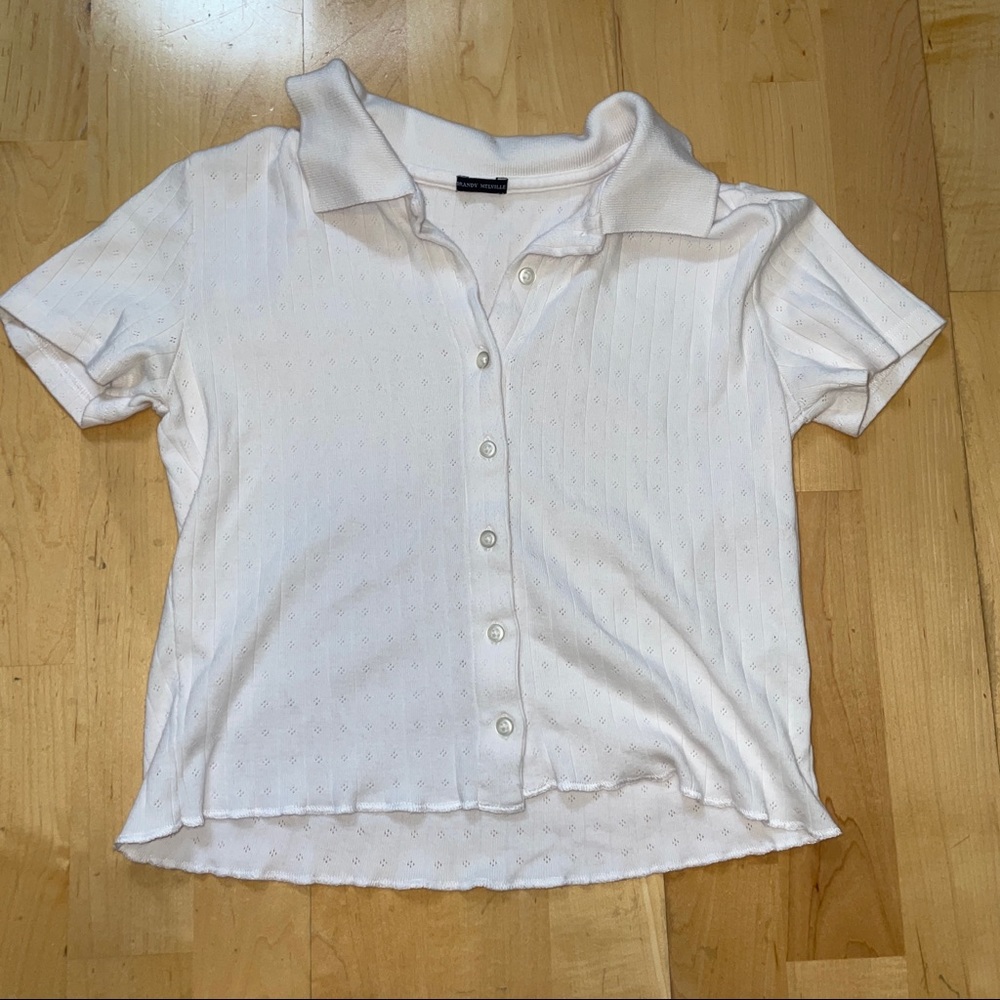 Brandy Melville White Collard Button Up